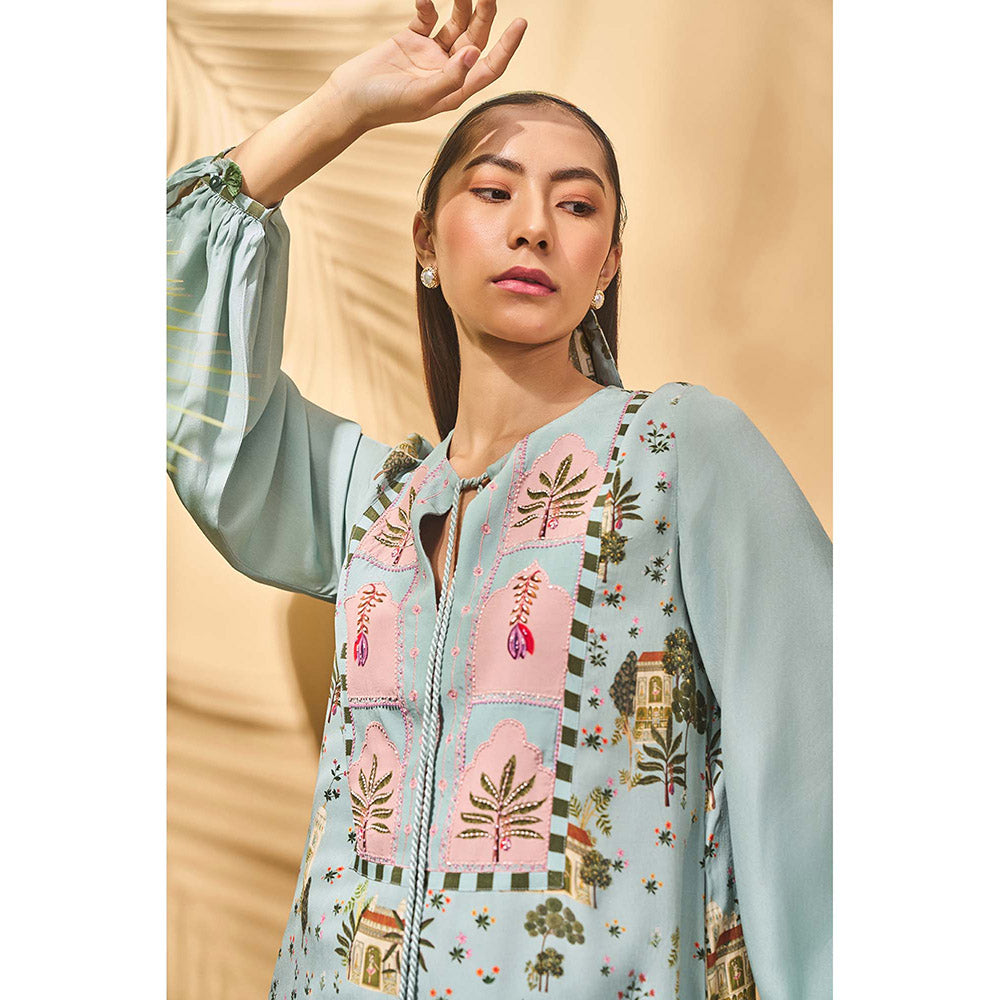 Masaba Blue Miniature Dreams Embroidered Mini Dress