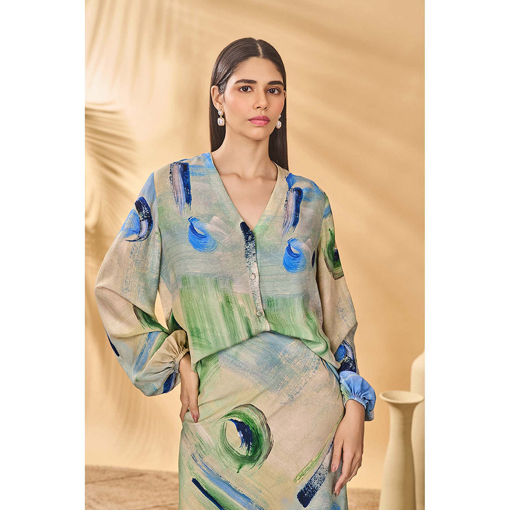 Masaba Multicolour Whirl Wind Trumpet Coord (Set of 2)