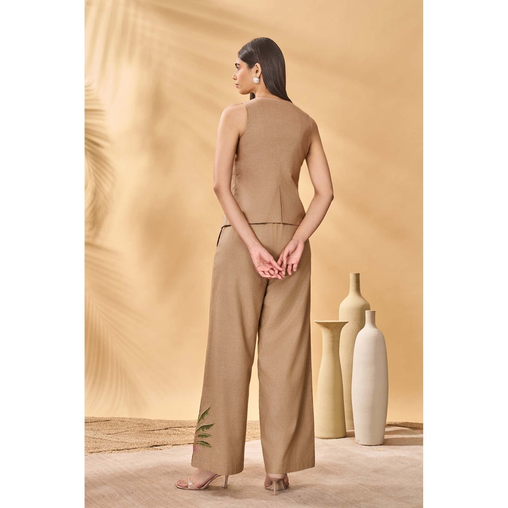 Masaba Beige Trellis Palm Waistcoat