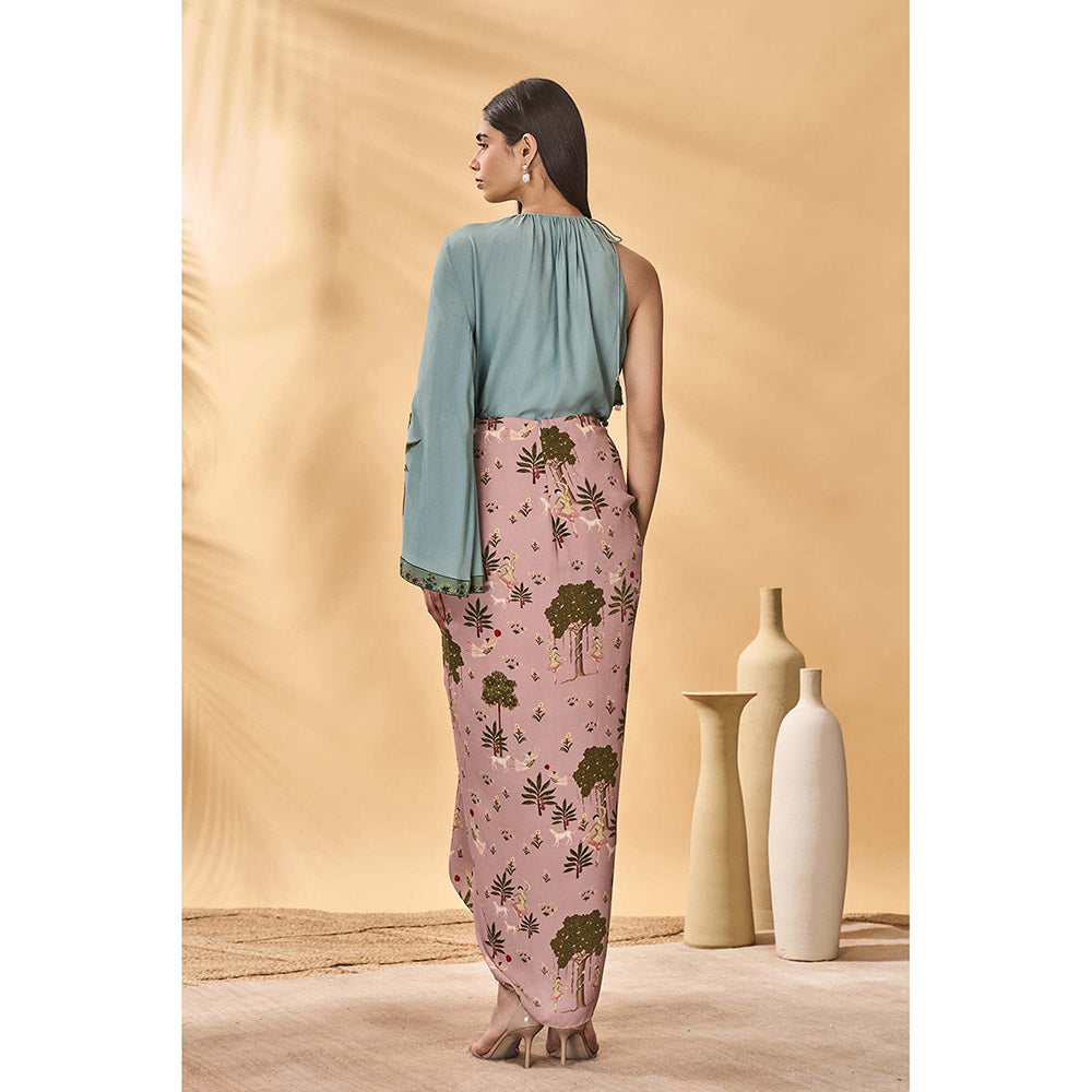 Masaba Blue Trellis Picnic Top with Skirt (Set of 2)