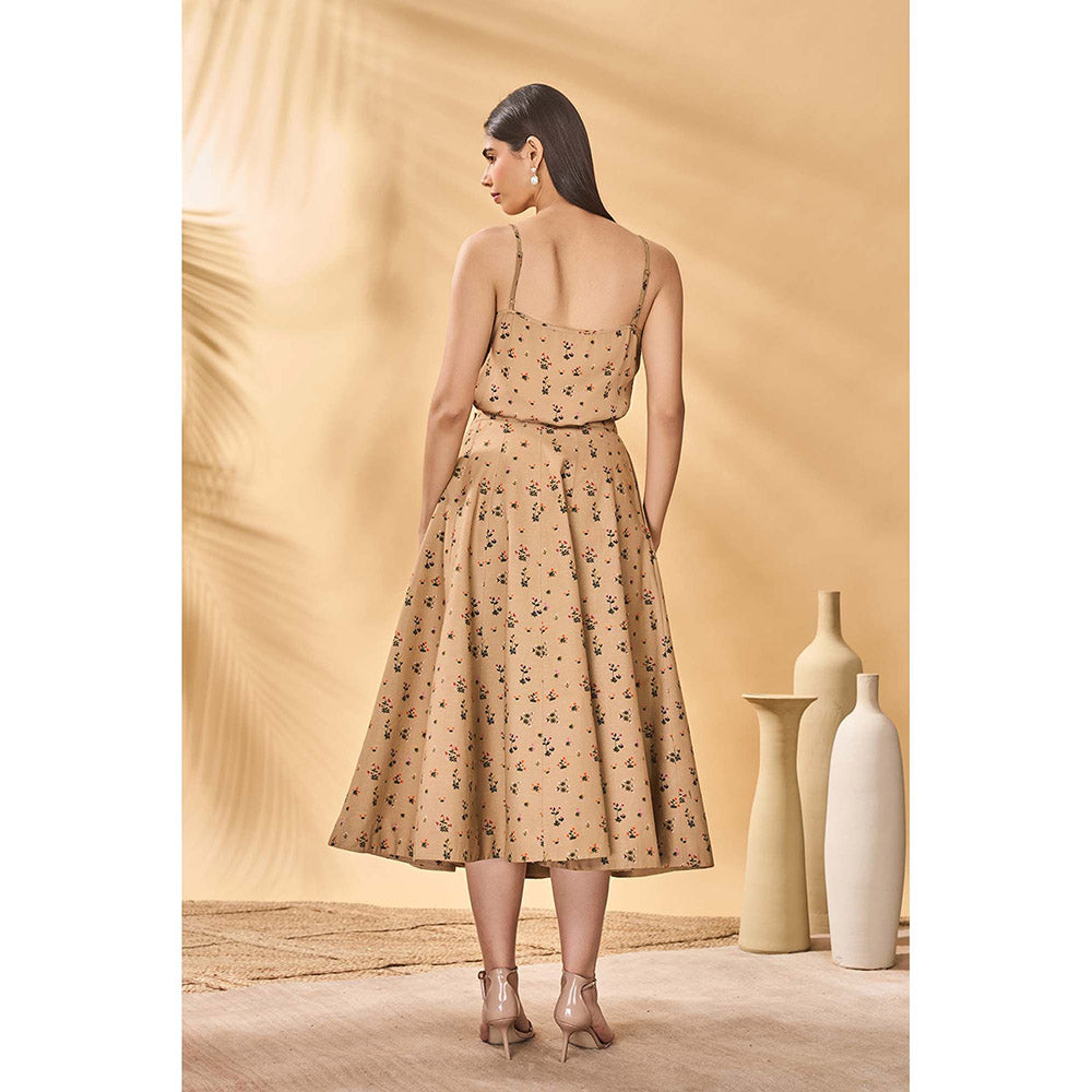 Masaba Beige Miniature Dreams Bomber Jacket with Slip and Skirt (Set of 3)