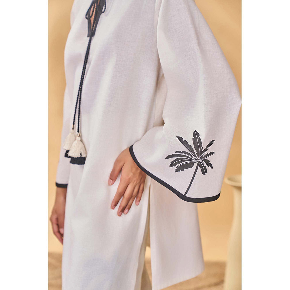 Masaba Ivory Trellis Palm Trouser with Tunic (Set of 2)
