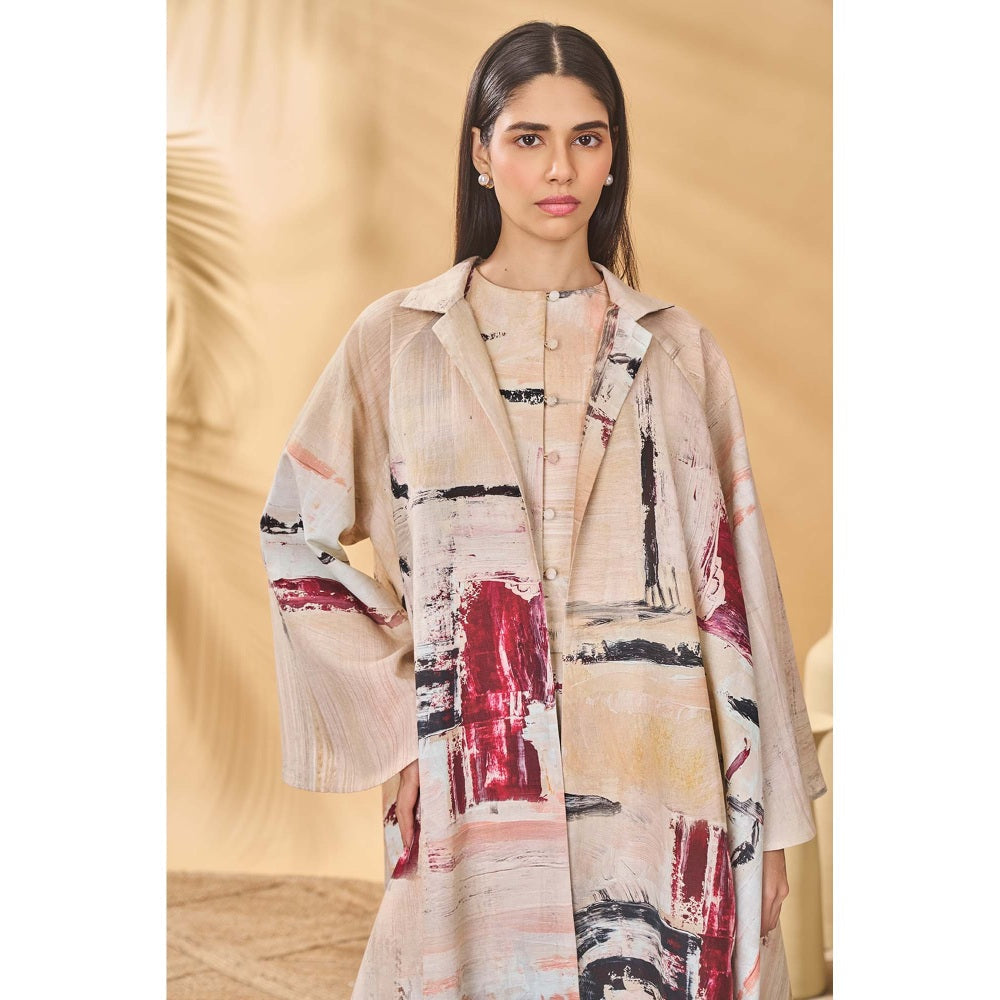 Masaba Beige Chaotic Harmony Overlay Jacket