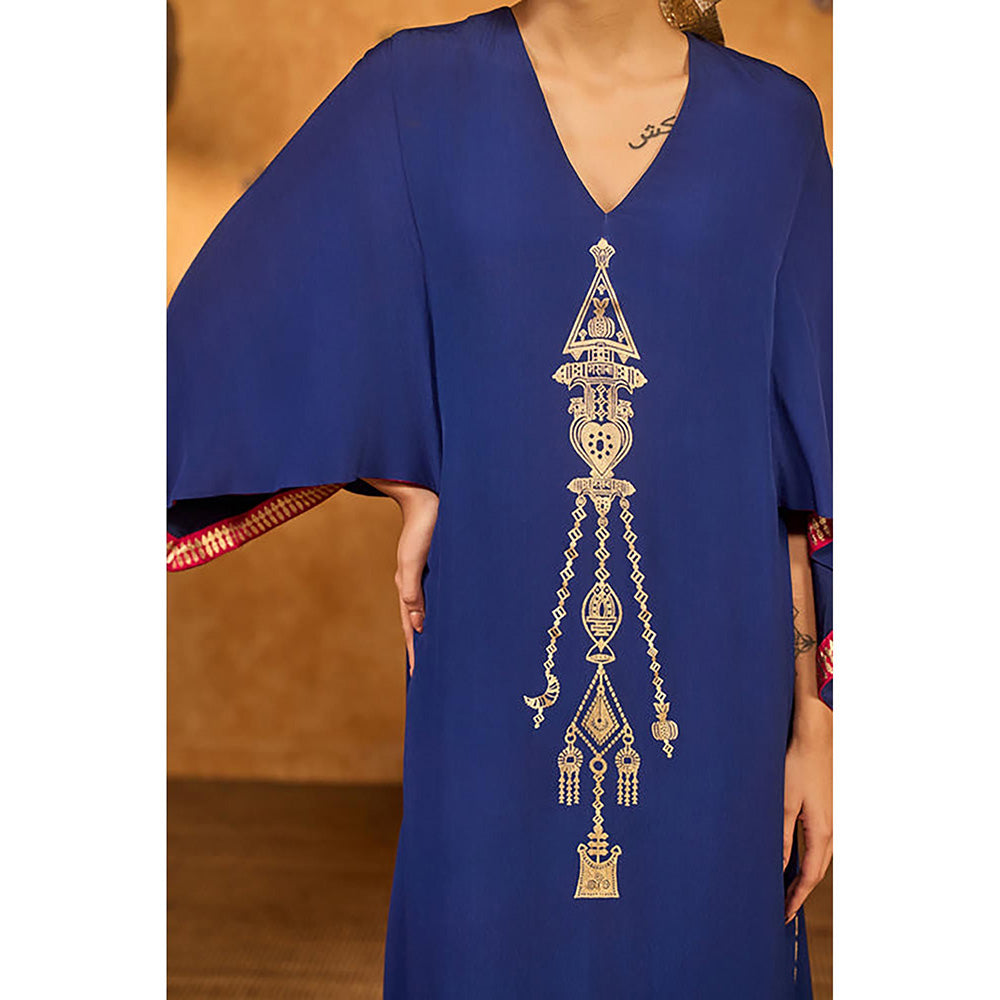 Masaba Sapphire Blue Tribal Whisper Kaftan