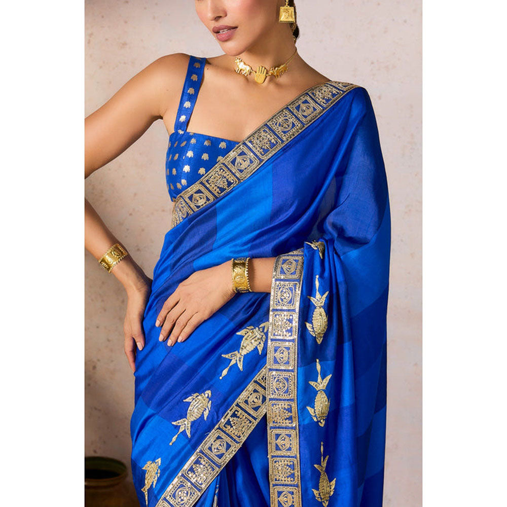 Masaba Blue Mystic Saree with Unstitched Blouse