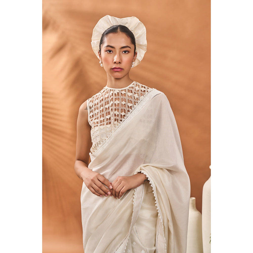Masaba Ivory All Fours Saree with Unstitched Blouse