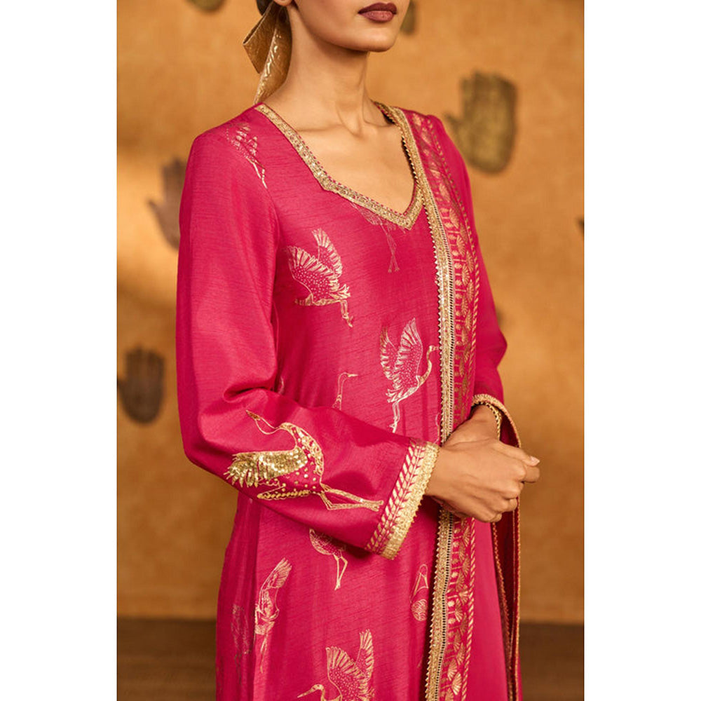 Masaba Pink Crane Kurta with Pant and Dupatta