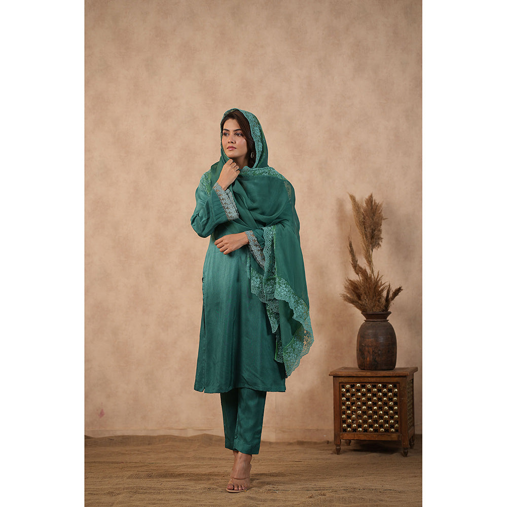 Masoomm Green Ombre Kurta with Pant and Dupatta (Set of 3)