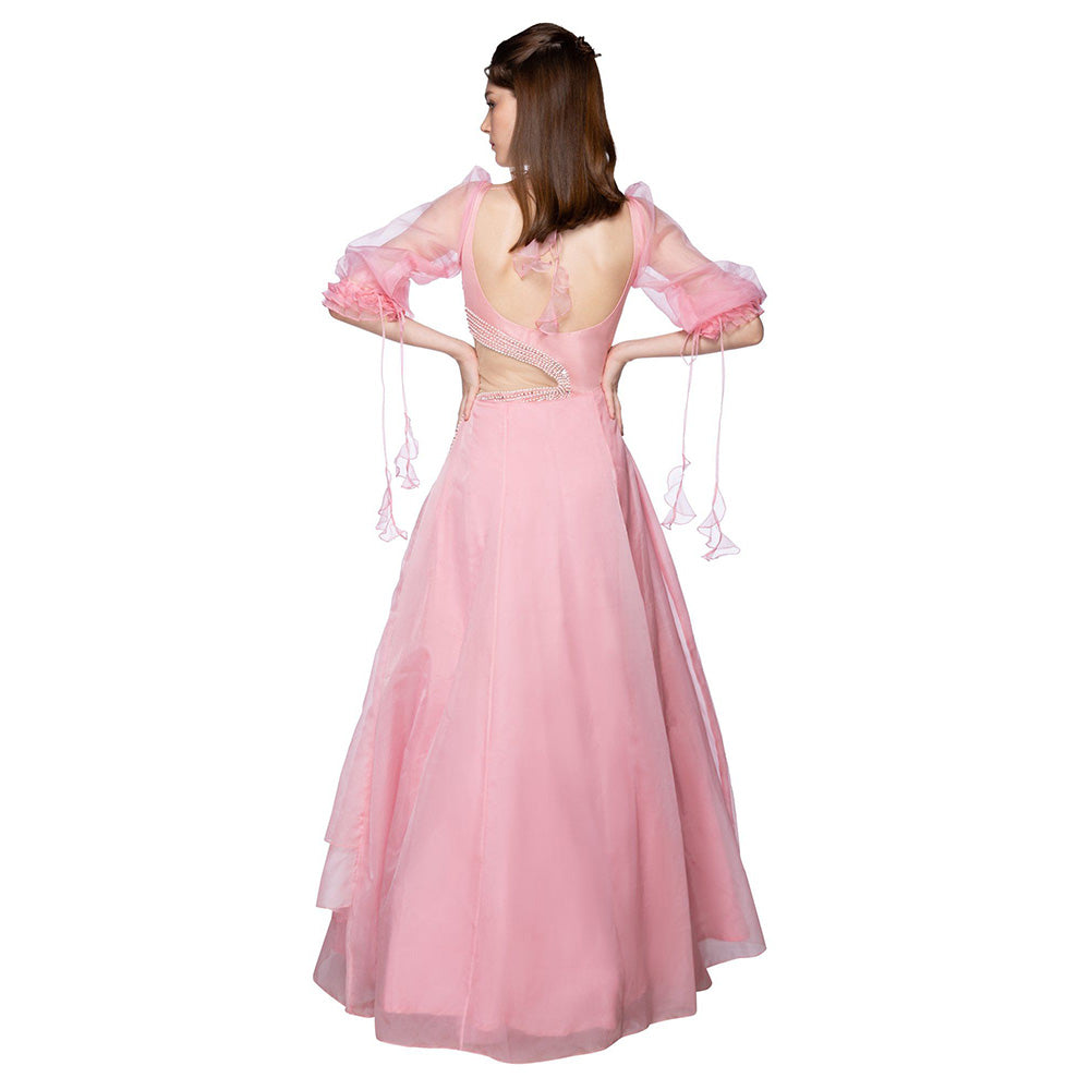 Masumi Mewawalla Rose Pink Sequins & Embroidered Gown