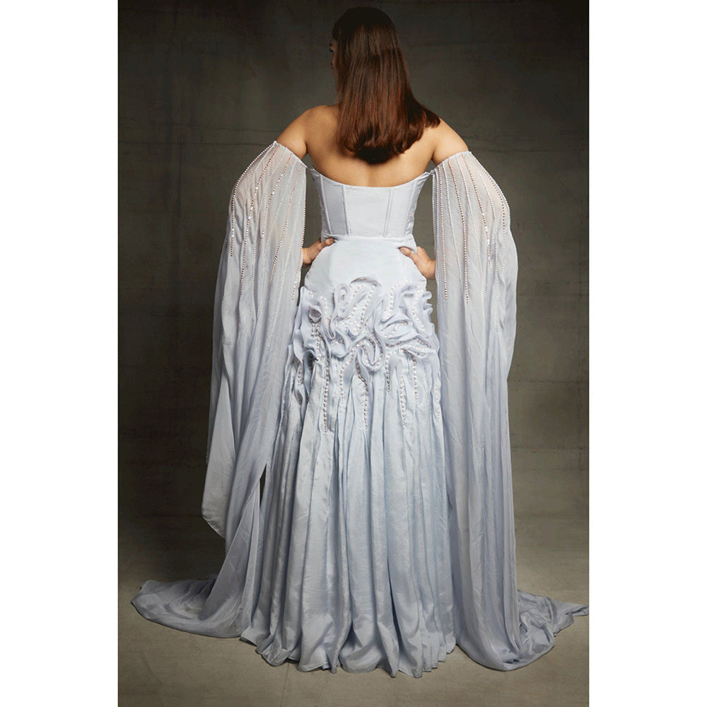 Masumi Mewawalla Blue Embroidered Gown