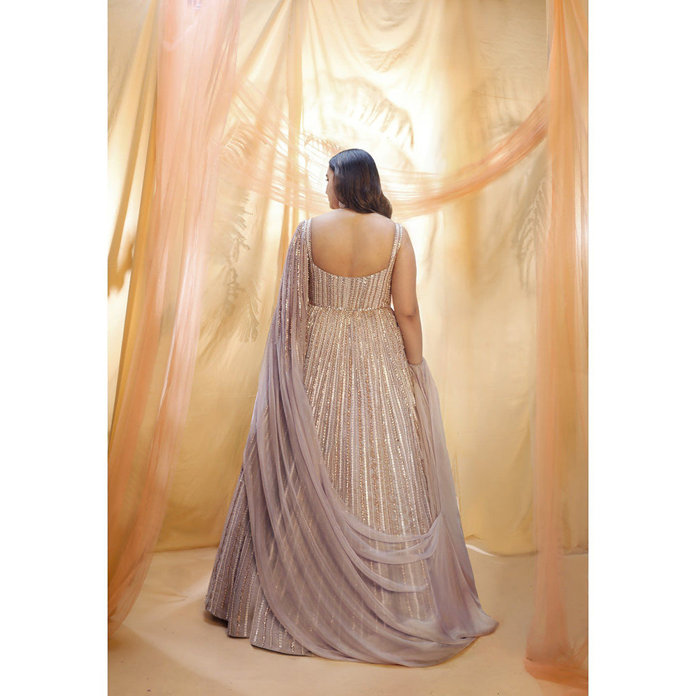 Masumi Mewawalla Dusty Mauve Embellished Corset Gown