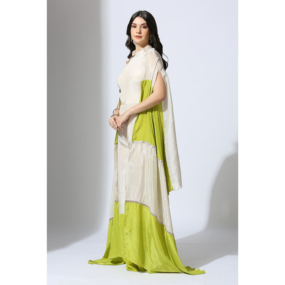 Masumi Mewawalla Lime Green Jumpsuit with Color Block Jacket (Set of 2)