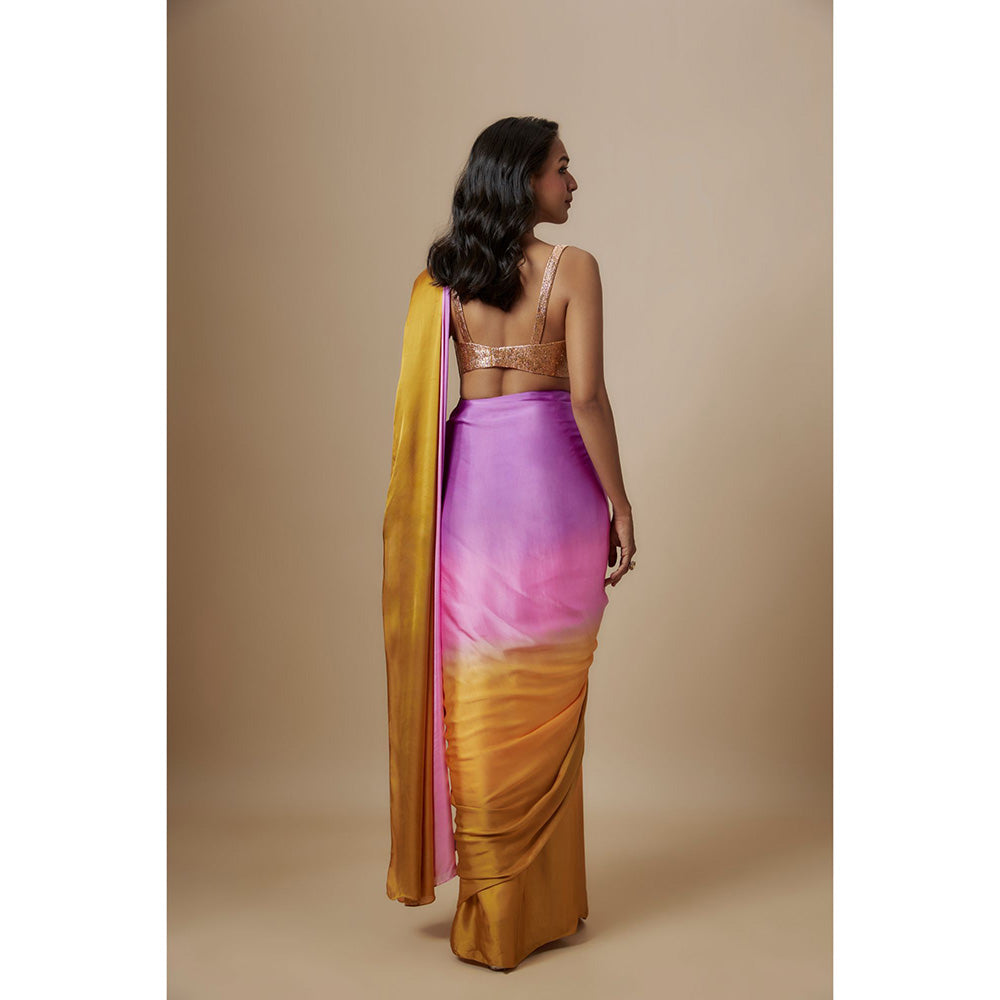 Masumi Mewawalla Mustard Pre Drape Saree with Stitched Blouse
