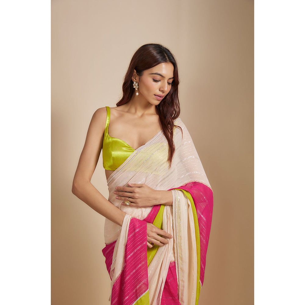 Masumi Mewawalla Multi-Colour Pre Drape Saree with Stitched Blouse