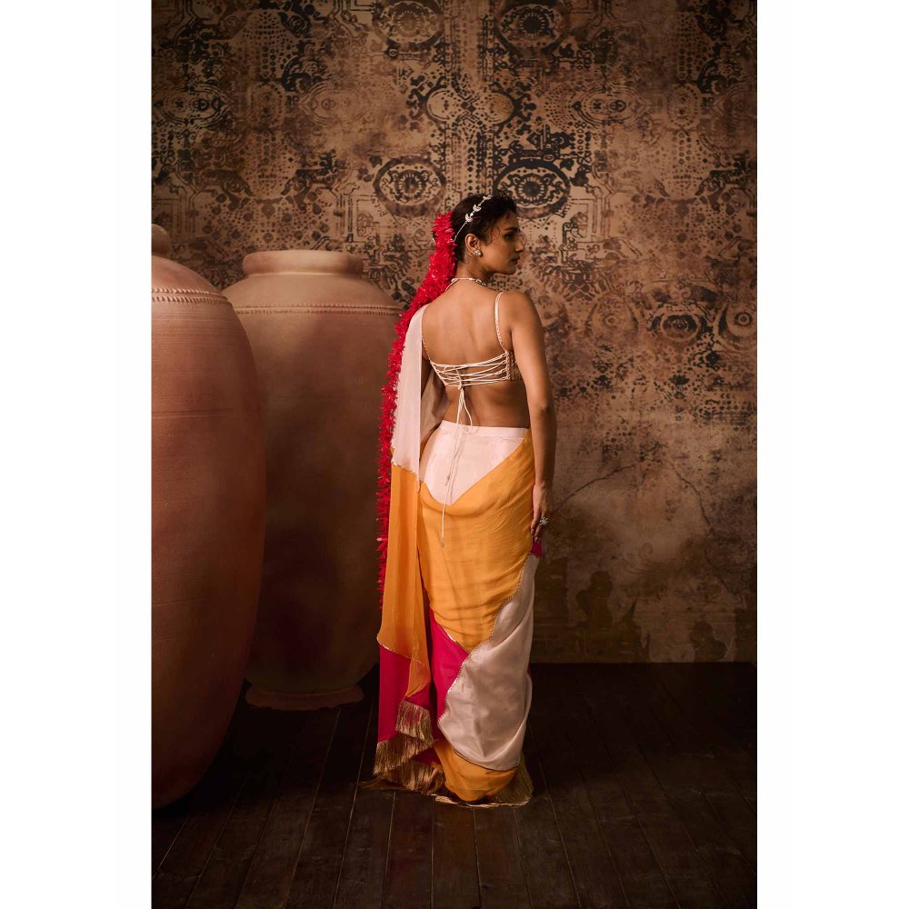 Masumi Mewawalla Multicolor Embellished Pre Drape Saree with Stitched Blouse