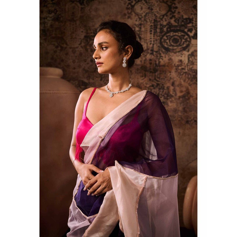 Masumi Mewawalla Multicolor Tassels Pre Drape Saree with Stitched Blouse