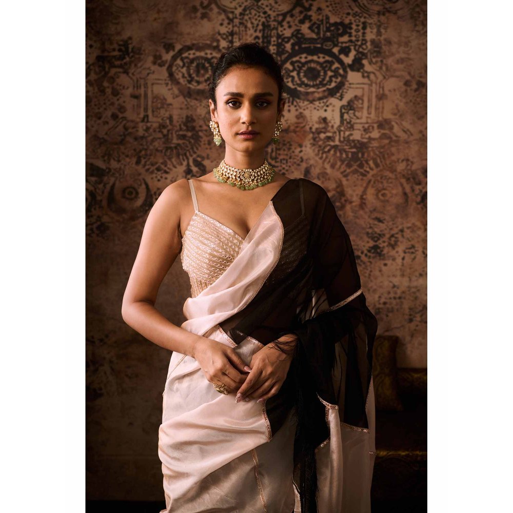 Masumi Mewawalla Multicolor Embellished Pre Drape Saree with Stitched Blouse