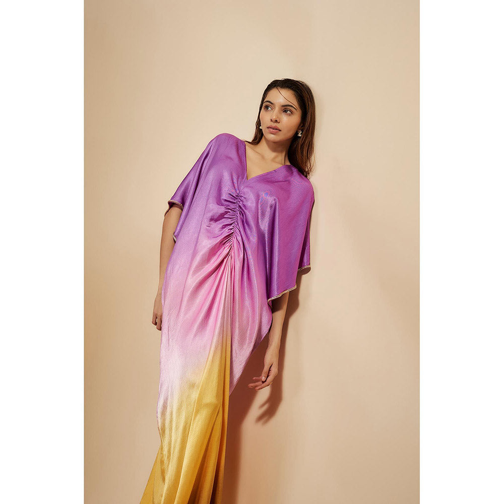 Masumi Mewawalla Lavender Ombre Embroidered Kaftan Dress