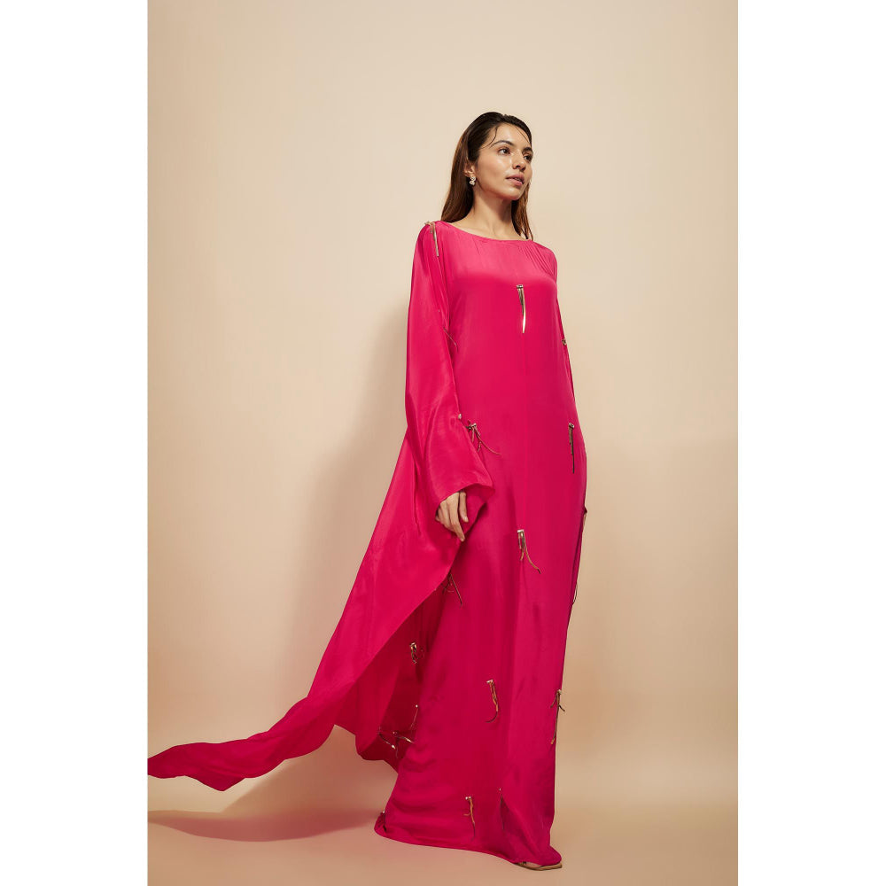Masumi Mewawalla Hot Pink Embroidered Kaftan Dress