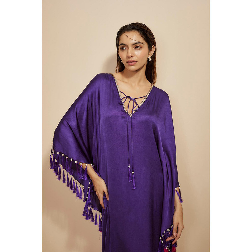 Masumi Mewawalla Purple Tassel Kaftan Dress