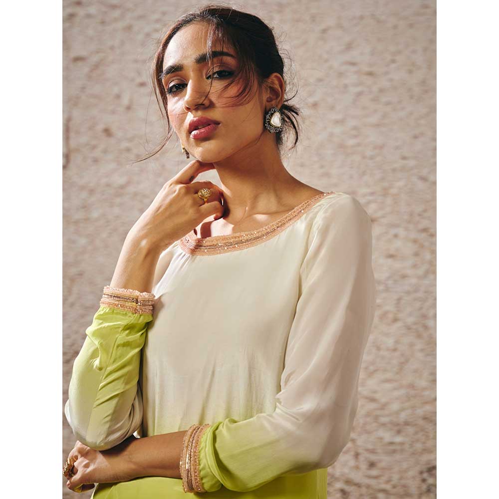 Masumi Mewawalla Beige Ombre Kurta with Pant (Set of 2)