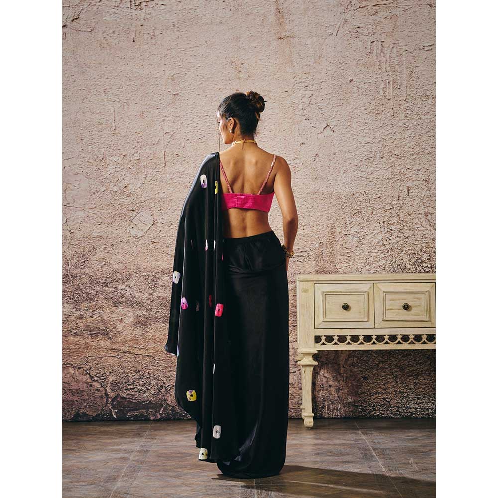 Masumi Mewawalla Black Pre-Draped Saree with Stitched Blouse