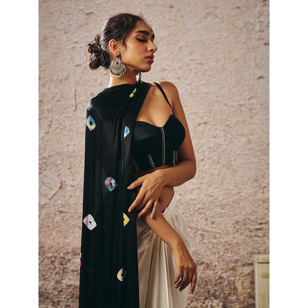 Masumi Mewawalla Black Skirt with Blouse and Dupatta (Set of 3)