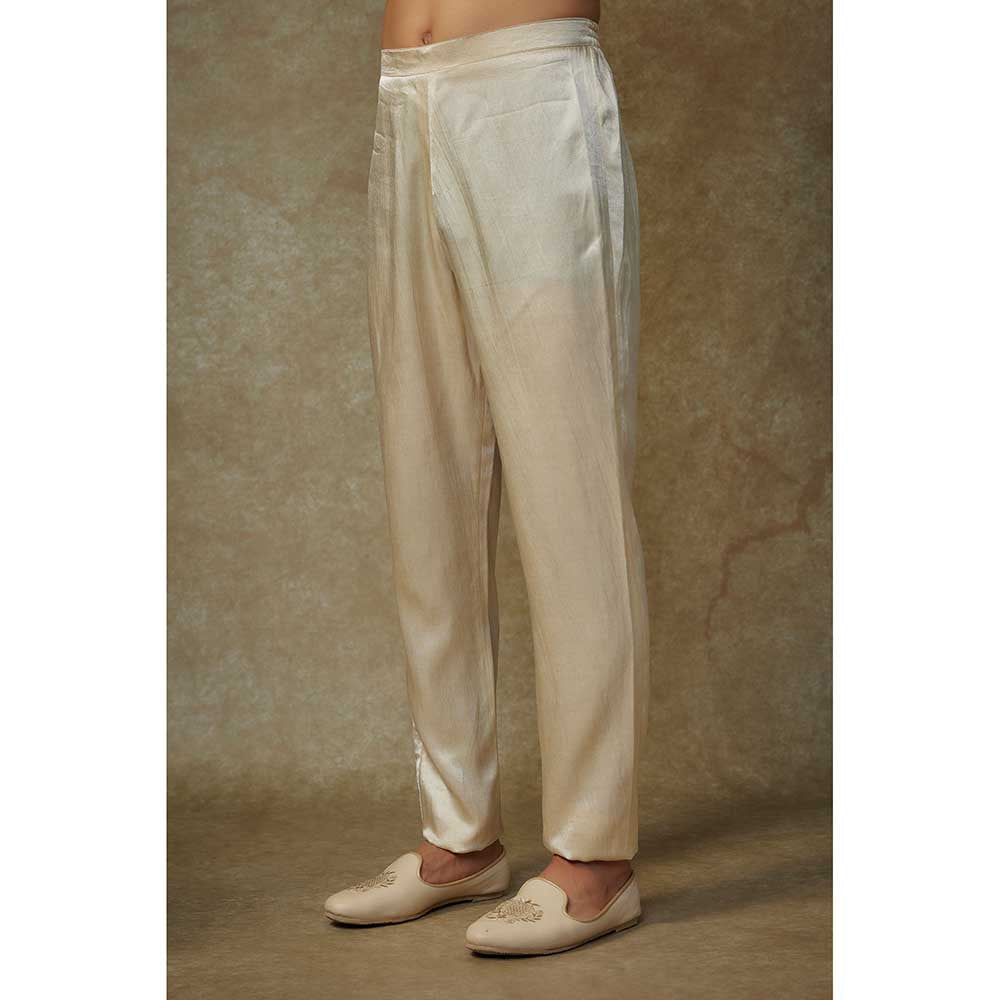 Masumi Mewawalla Beige Floral Embroidered Jacket with Kurta and Pant (Set of 3)