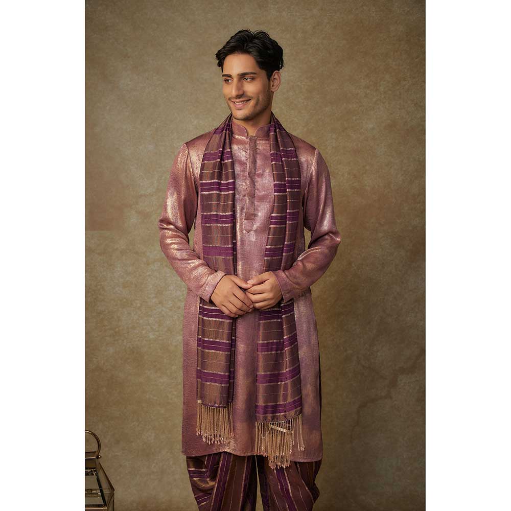 Masumi Mewawalla Wine Solid Kurta with Dhoti and Dupatta (Set of 3)