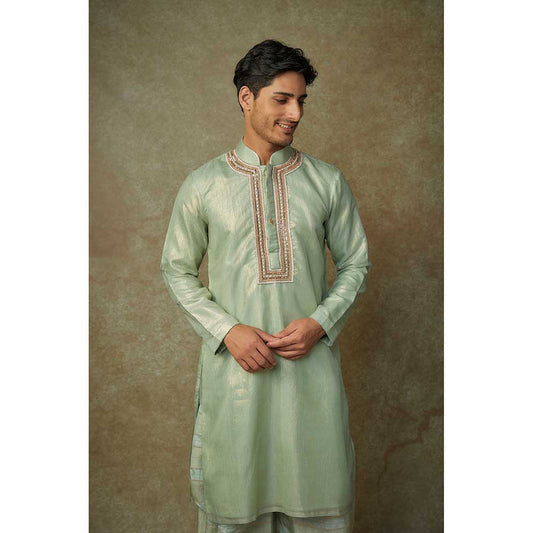 Masumi Mewawalla Sage Green Embroidered Kurta (Set of 2)