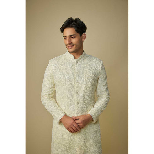 Masumi Mewawalla Beige Embroidered Sherwani with Pant (Set of 2)