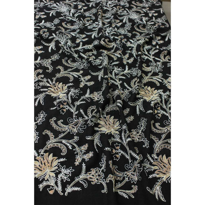 MAULI CASHMERE Princess Lotus Embroidered Pure Cashmere Stole