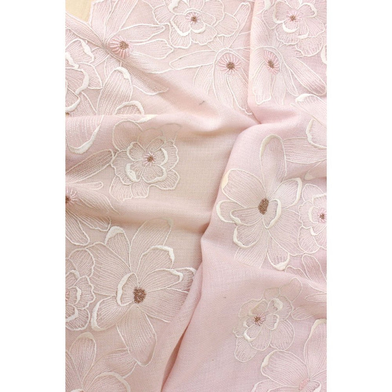 MAULI CASHMERE Magnificent Magnolia Embroidered Fine Merino Wool Stole