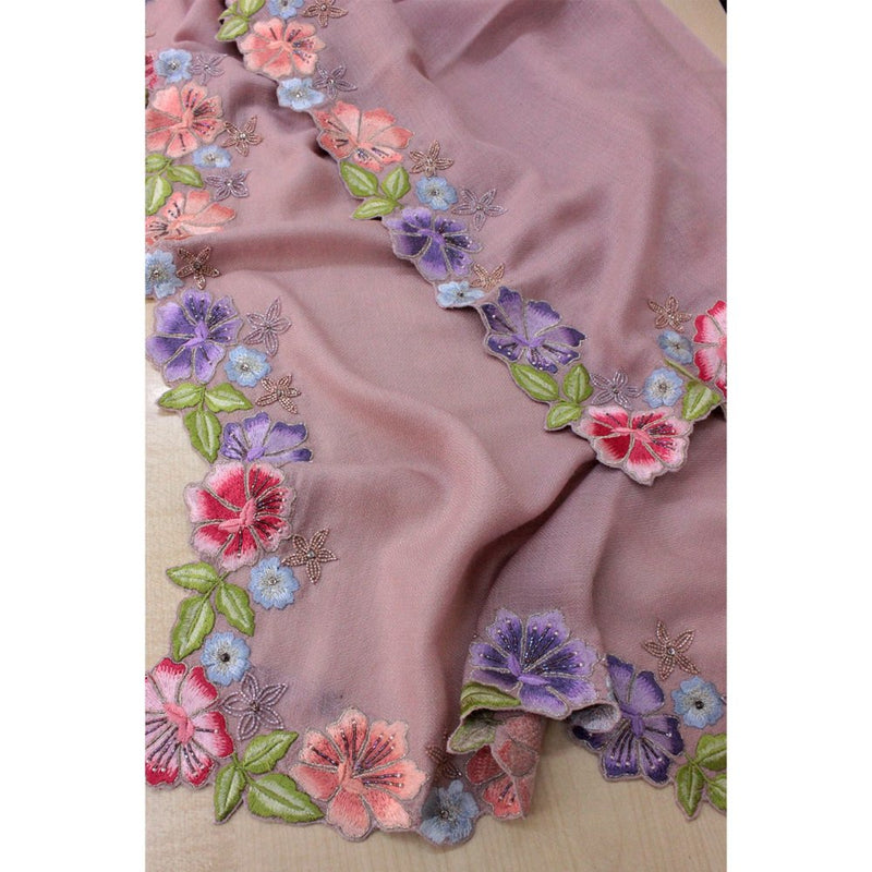 MAULI CASHMERE Floral Sprinkle Embroidered Wool Silk Stole