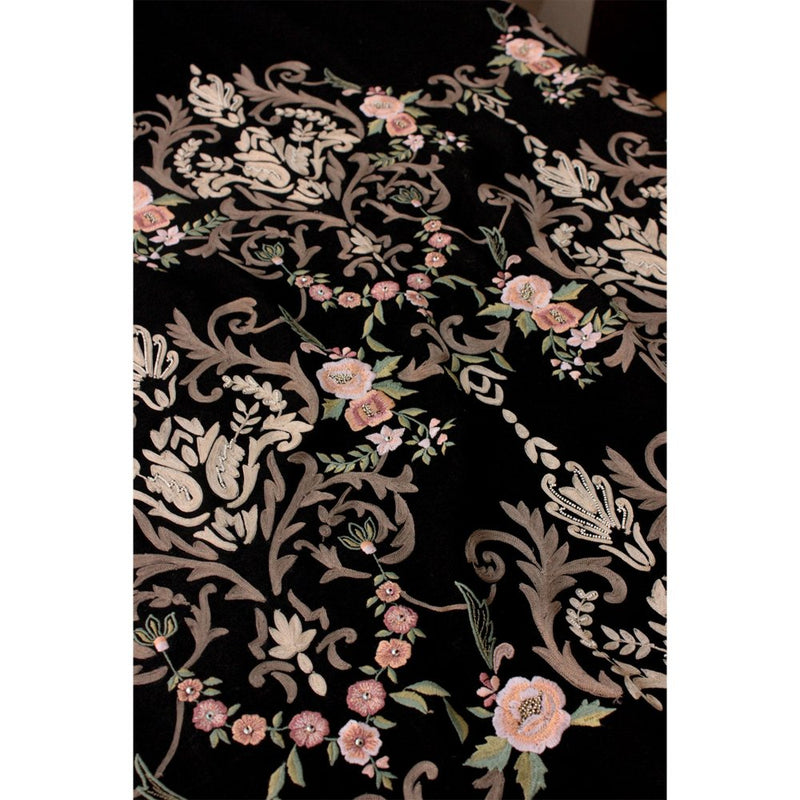 MAULI CASHMERE Victorian Love Embroidered Wool Silk Stole