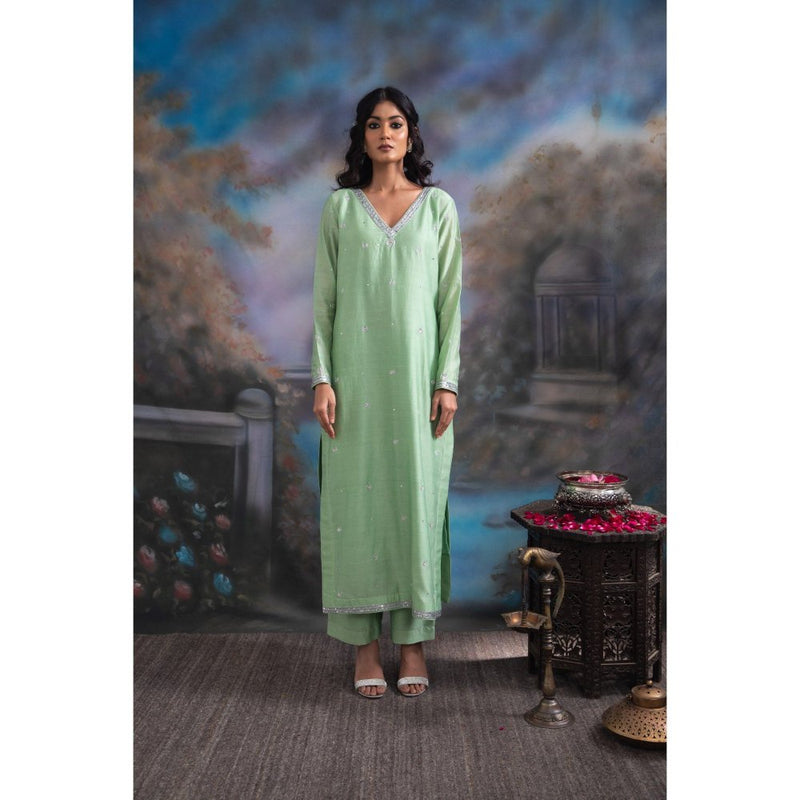 MEESA Akhdar Green Kurta (Set of 3)