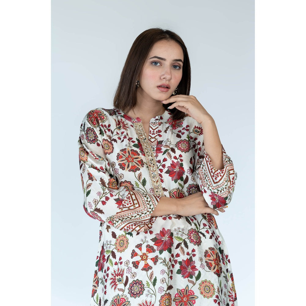 Meghna Panchmatia Ivory Royal Floral Print Co-Ord (Set of 2)