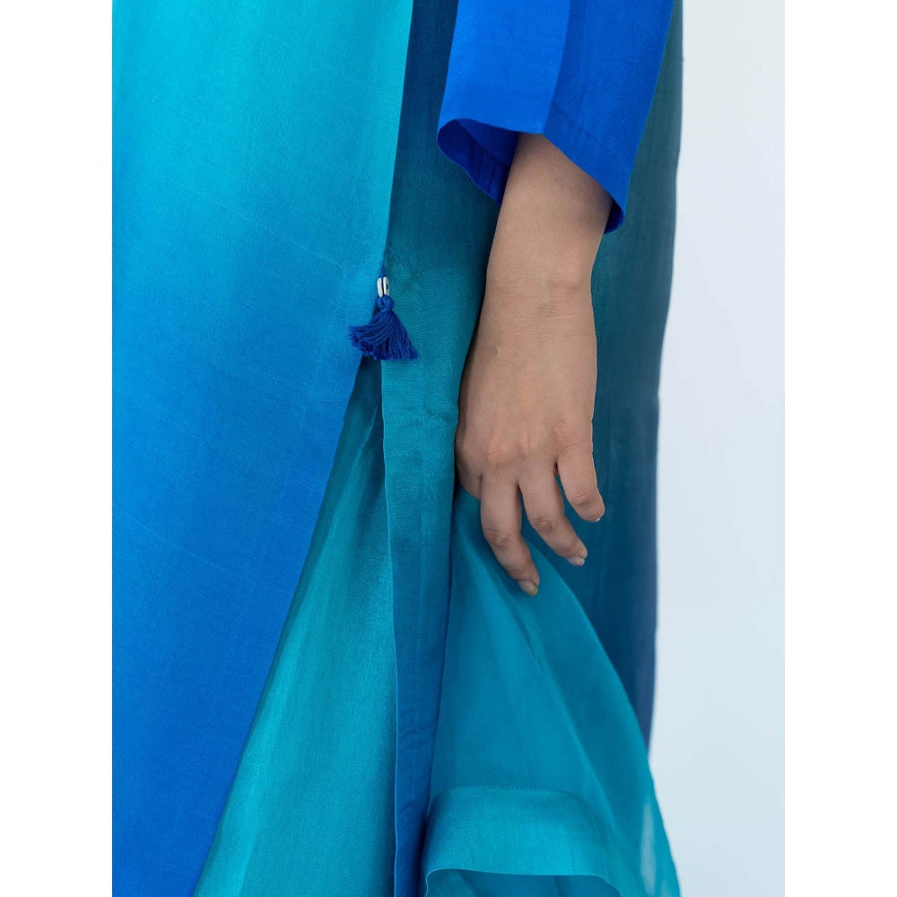 Meghna Panchmatia Blue Ombre Kurta with Pants and Dupatta (Set of 3)