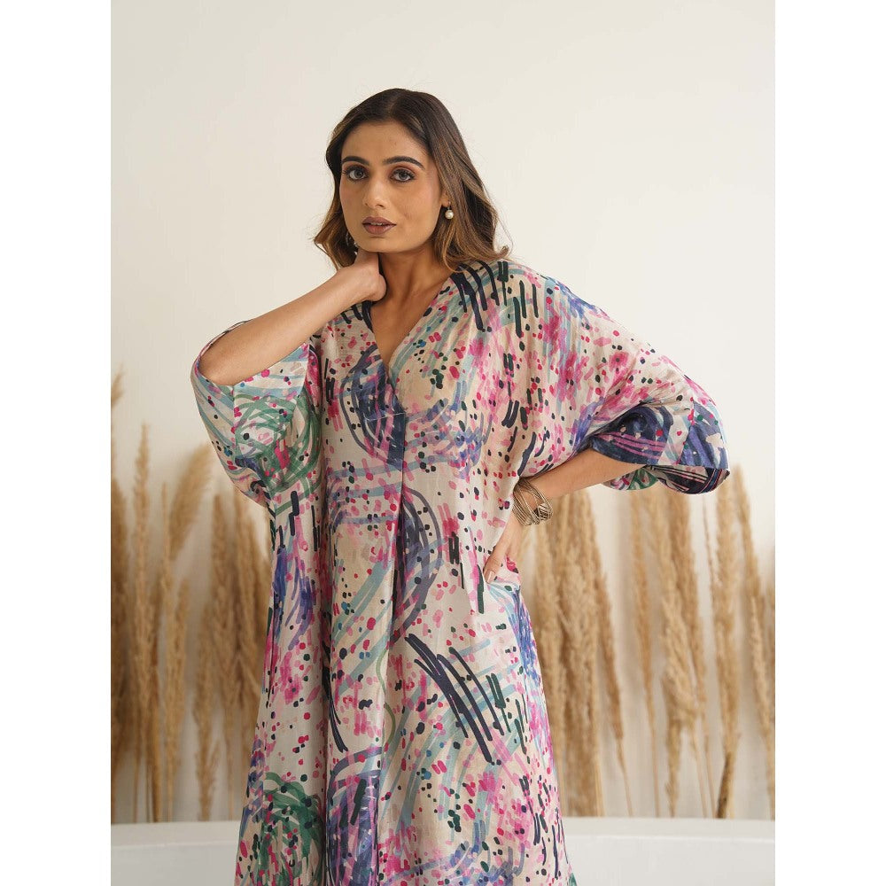 Meghna Panchmatia Ivory Abstract Antifit Midi Dress