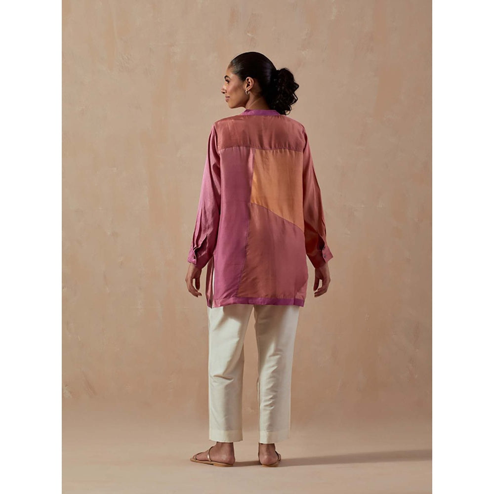 Meghna Panchmatia Mauve Ombre Colour Block Shirt