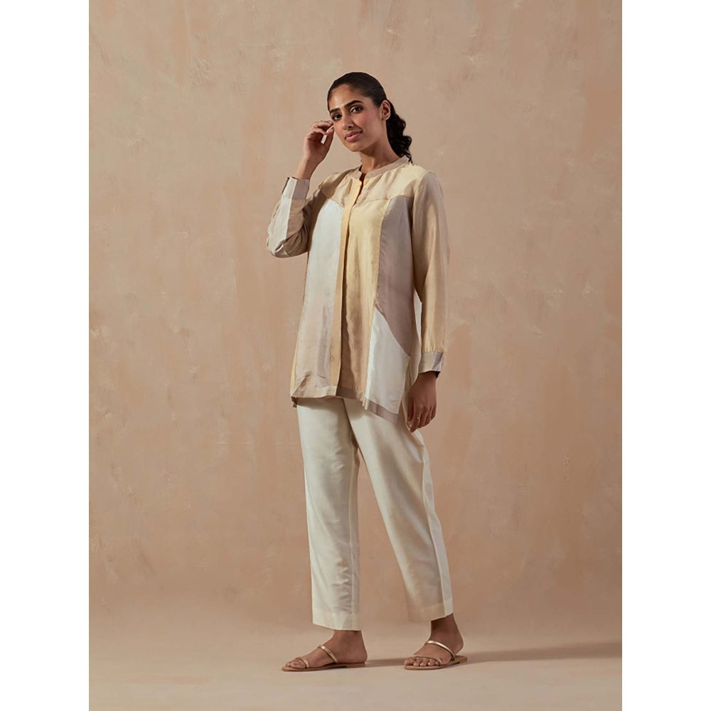 Meghna Panchmatia Beige Ombre Colour Blocked Shirt