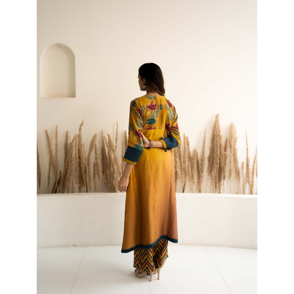 Meghna Panchmatia Yellow Kurta with Dupatta and Pant (Set of 3)