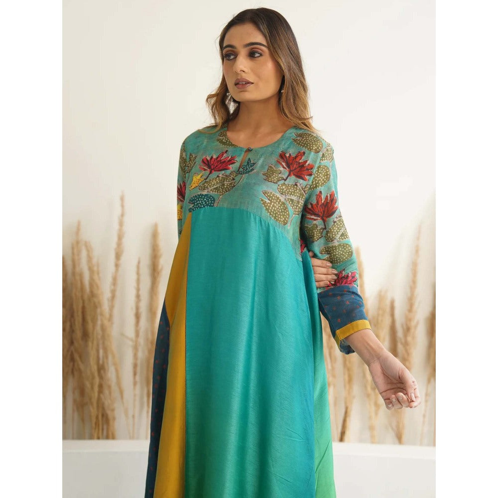 Meghna Panchmatia Green Kurta Set with Dupatta and Pant (Set of 3)