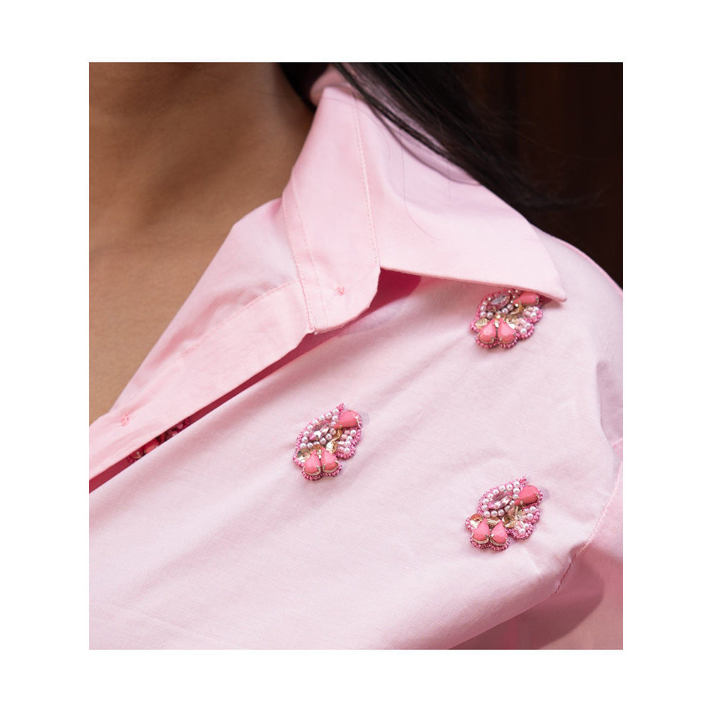 MEHAK MURPANA Bright Pink Shirt and Skirt Co Ord (Set of 2)