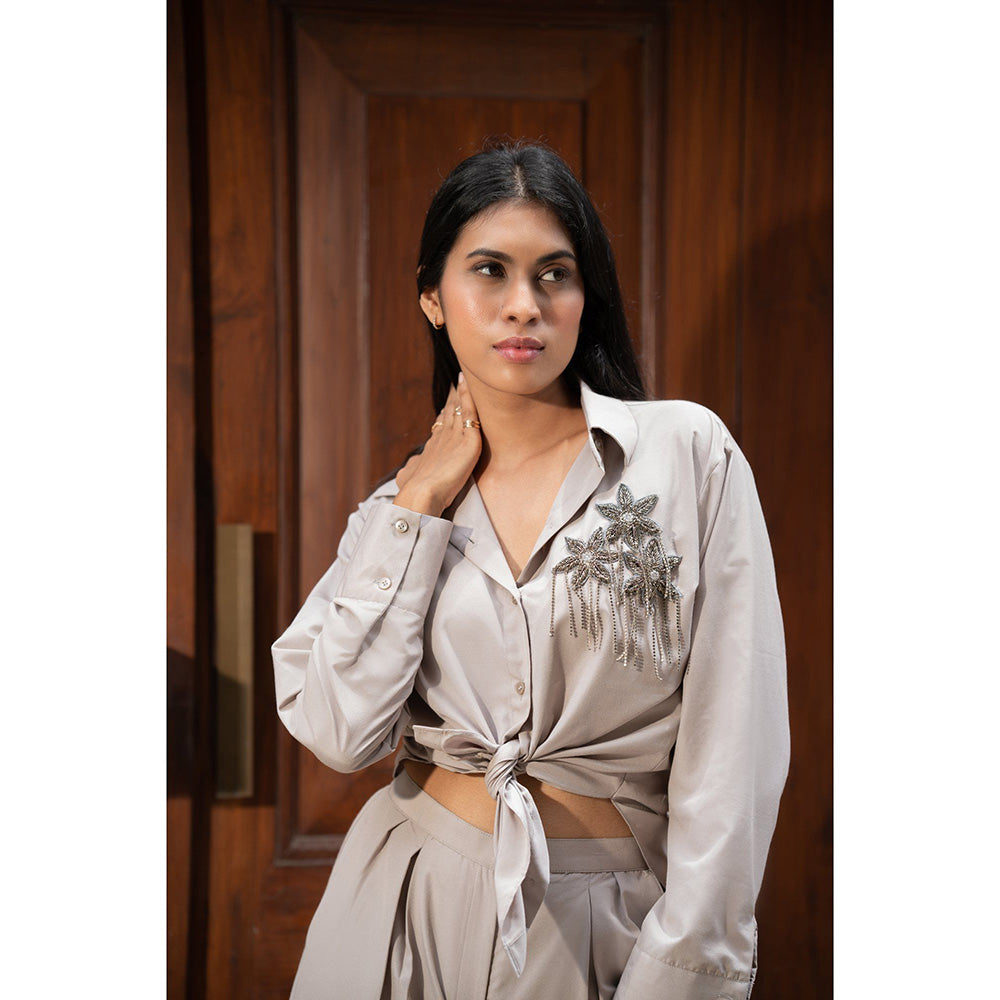 MEHAK MURPANA Taupe Embellished Co Ord (Set of 2)