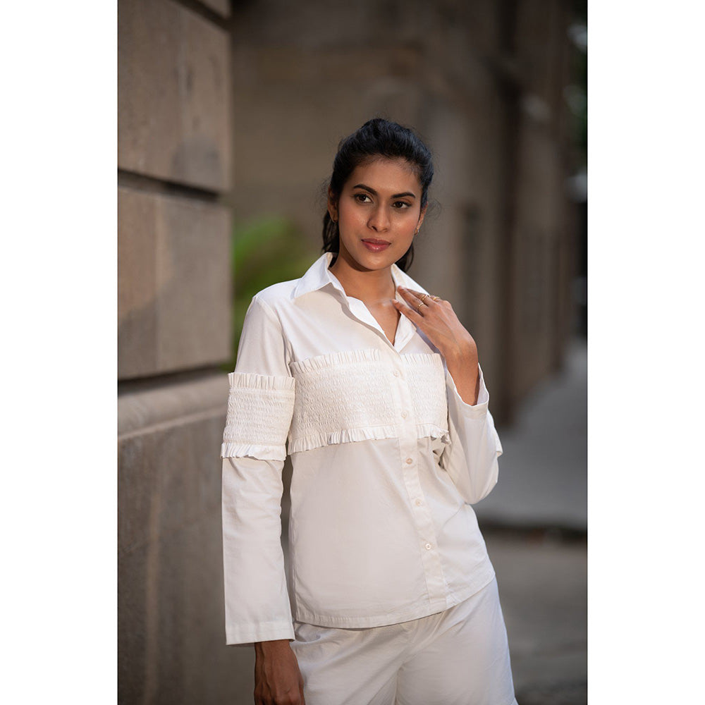 MEHAK MURPANA Solid White Co Ord (Set of 2)