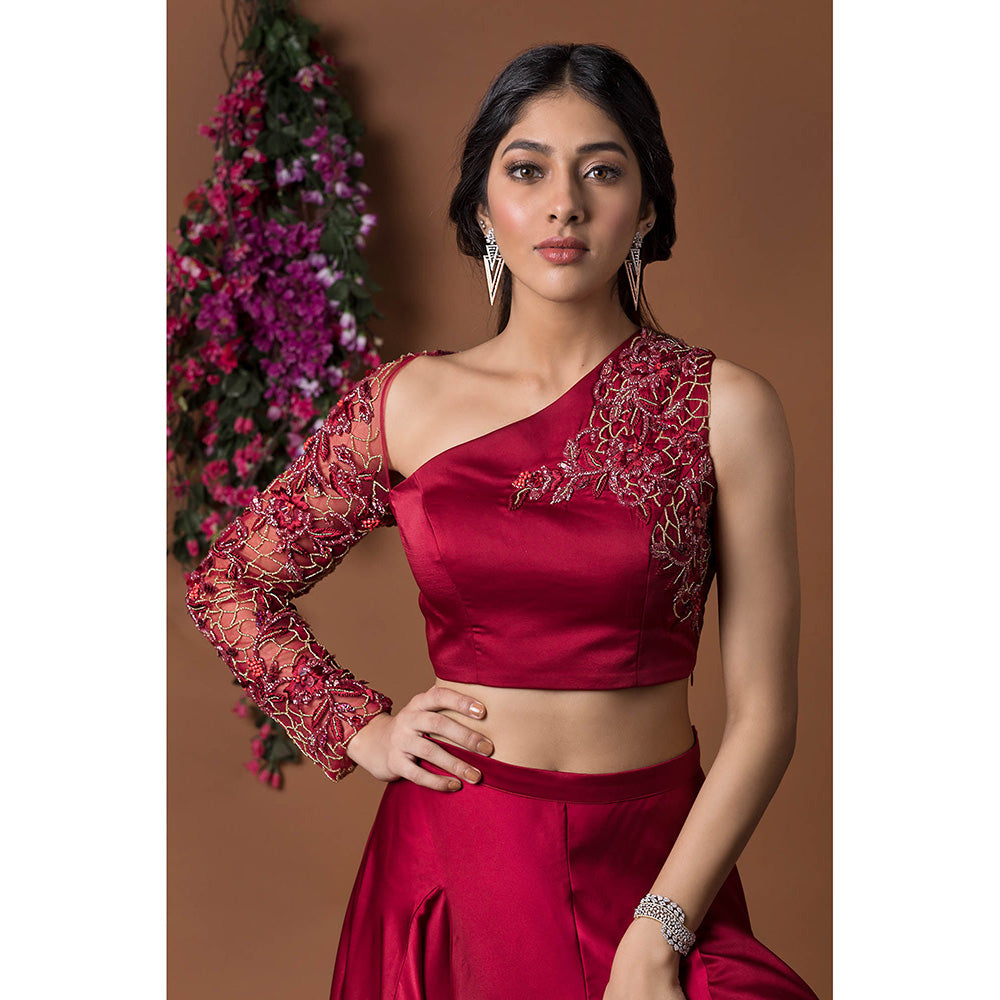MEHAK MURPANA Red Embroidered Co-Ord (Set of 2)