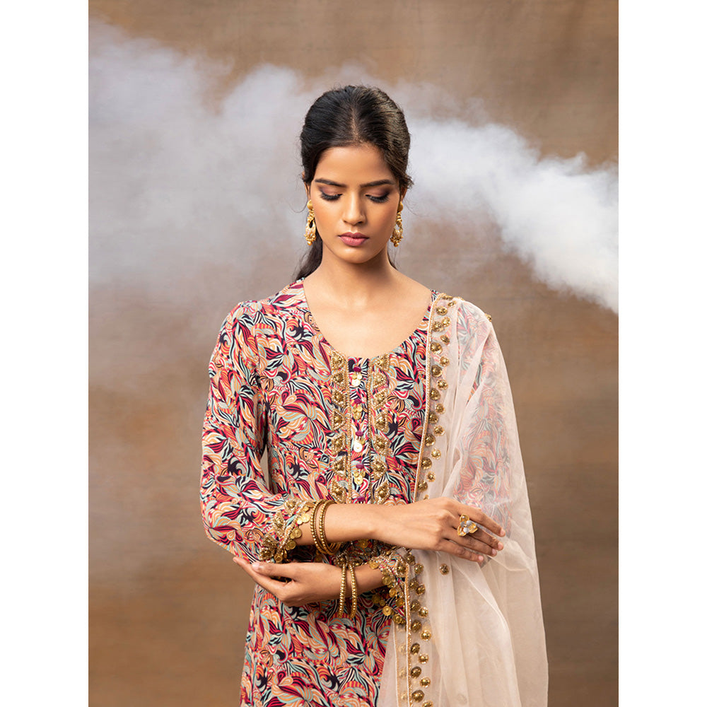 MEHAK MURPANA Multi Printed Kurta Palazzo Dupatta (Set of 3)