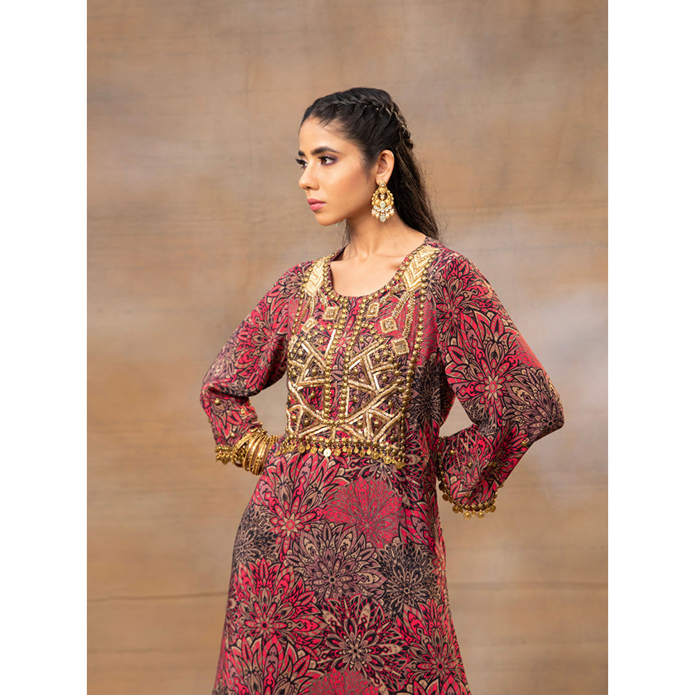 MEHAK MURPANA Pink Printed Embroidered Short Kurta Sharara (Set of 2)