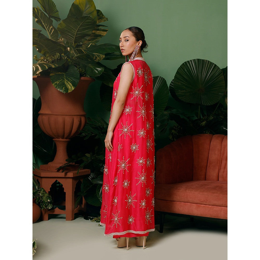 Midushi Bajoria Jacket In Organza with Crepe Blouse & Drape Skirt (Set of 3)